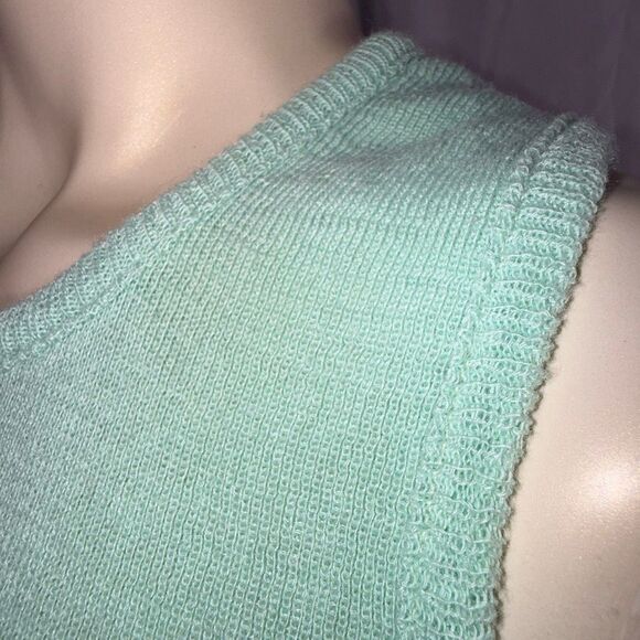 Vintage 1960s Mint Green Novelty Knit Tank Top | Scenic Bicycle Print Sleeveless - Picture 13 of 14
